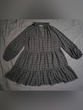 Sam And Jess Black Long Sleeve Tiered Ruffled Dress Womwn Size Medium